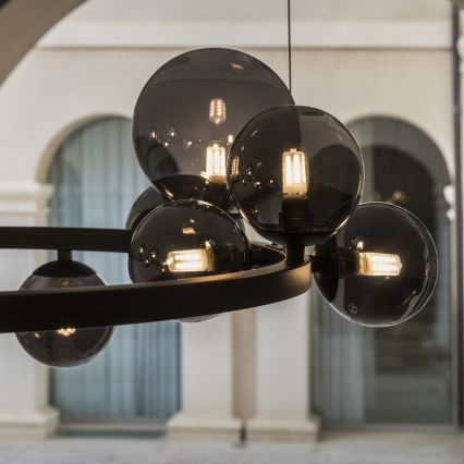 Ideal Lux - LED kábeles csillár PERLAGE 14xG9/3W/230V Ø 85 cm fekete/füstfekete