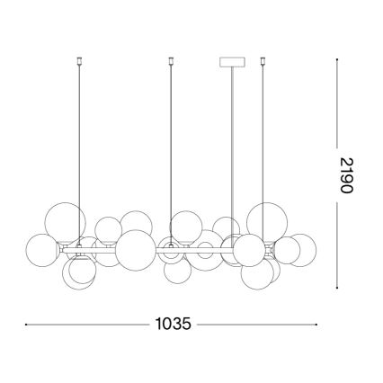 Ideal Lux - LED kábeles csillár PERLAGE 25xG9/3W/230V 110 cm arany/füstös bézs