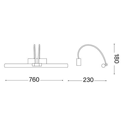 Ideal Lux - LED képvilágító BOW LED/8W/230V 76 cm CRI 90 sárgaréz
