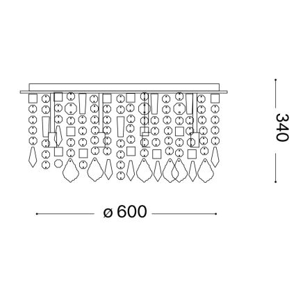 Ideal Lux - LED Kristály mennyezeti lámpa ROYAL 12xG9/3W/230V átm. 60 cm fényezett króm