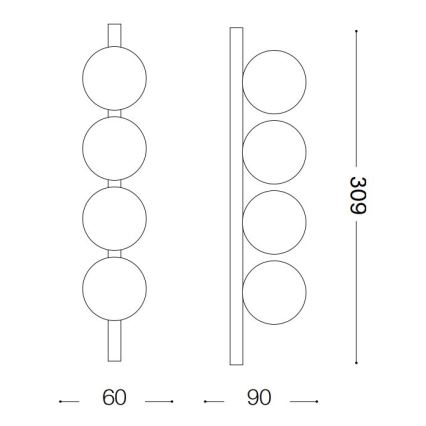Ideal Lux - LED Mennyezeti lámpa PING PONG 4xLED/3W/230V CRI 90 fekete