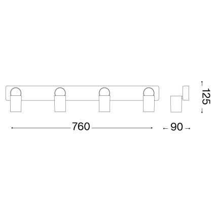 Ideal Lux - LED Spotlámpa RUDY 4xGU10/7W/230V CRI 90 fekete