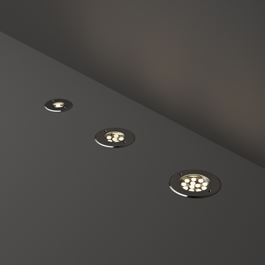 Ideal Lux - LED Taposólámpa FLOOR LED/3W/230V átm. 9 cm CRI 90 IP67 fényezett króm