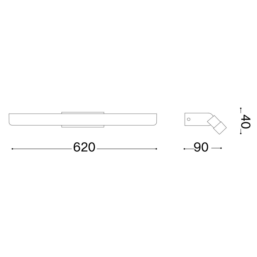 Ideal Lux - LED fürdőszobai tükörmegvilágítás RIFLESSO LED/16W/230V 62 cm CRI 90 IP54 fekete