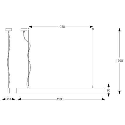 Ideal Lux - LINUS LED kábeles csillár, 32W, 230V, 4000K, CRI 90, 120 cm, fehér