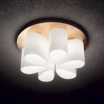 Ideal Lux - Mennyezeti lámpa DAISY 6xE27/52W/230V átm. 60 cm arany/fehér