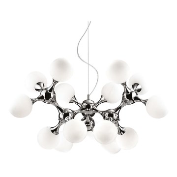 Ideal Lux - NODI kábeles csillár 15xE14/28W/230V, Ø 105 cm, fényes króm/fehér