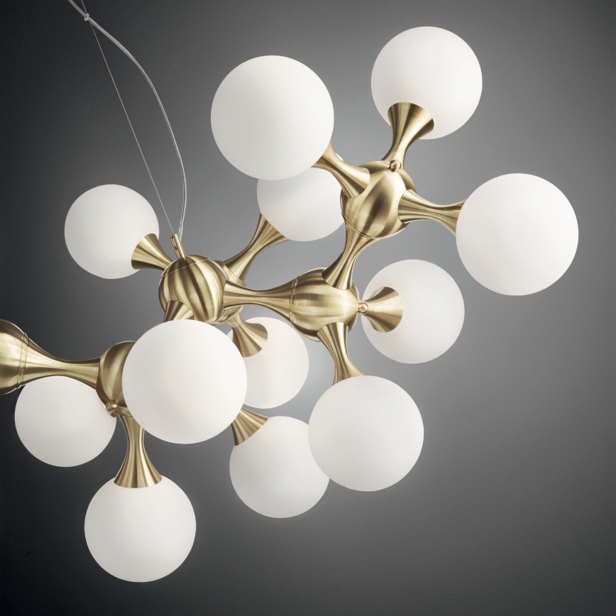 Ideal Lux - NODI kábeles csillár 15xE14/28W/230V Ø 105 cm sárgaréz/fehér