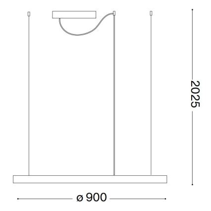 Ideal Lux - ORACLE SLIM LED kábeles csillár, 53 W/230 V, 2700 K, CRI 90, átmérő 90 cm, fekete