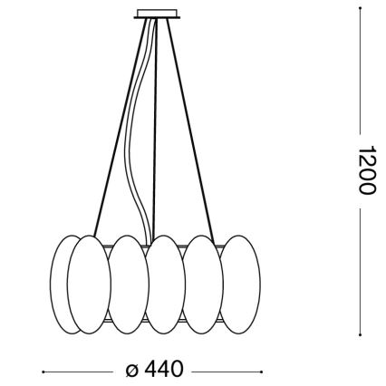 Ideal Lux - OVALINO kábeles csillár 5xE27/60W/230V átmérő 44 cm fehér