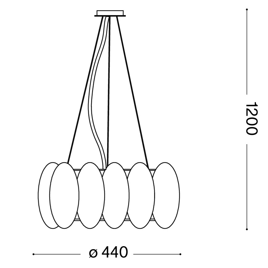 Ideal Lux - OVALINO kábeles csillár 5xE27/60W/230V átmérő 44 cm fehér