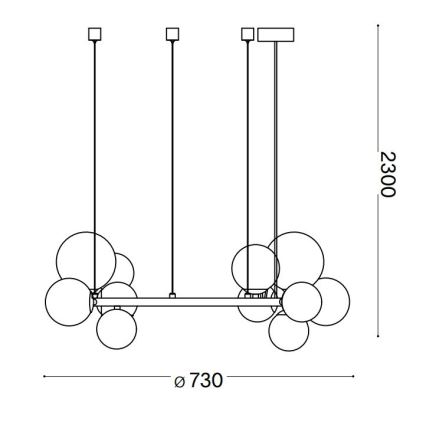 Ideal Lux - LED csillár kábelen PERLAGE 11xG9/3W/230V átm. 73 cm arany/füstös bézs