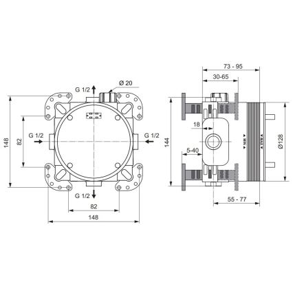 Ideal Standard A1000NU - Szerelőtest falba épített csaptelepekhez BUILT-IN kék