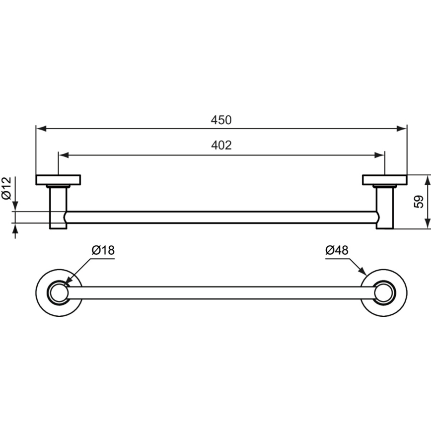Ideal Standard A9117AA - Fali törölközőtartó IOM 45 cm fényes króm