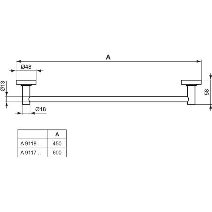Ideal Standard A9117AA - Fali törölközőtartó IOM 60 cm fényes króm