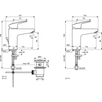 Ideal Standard B1713AA - CERAFLEX mosdócsaptelep 15,9 cm fényes króm