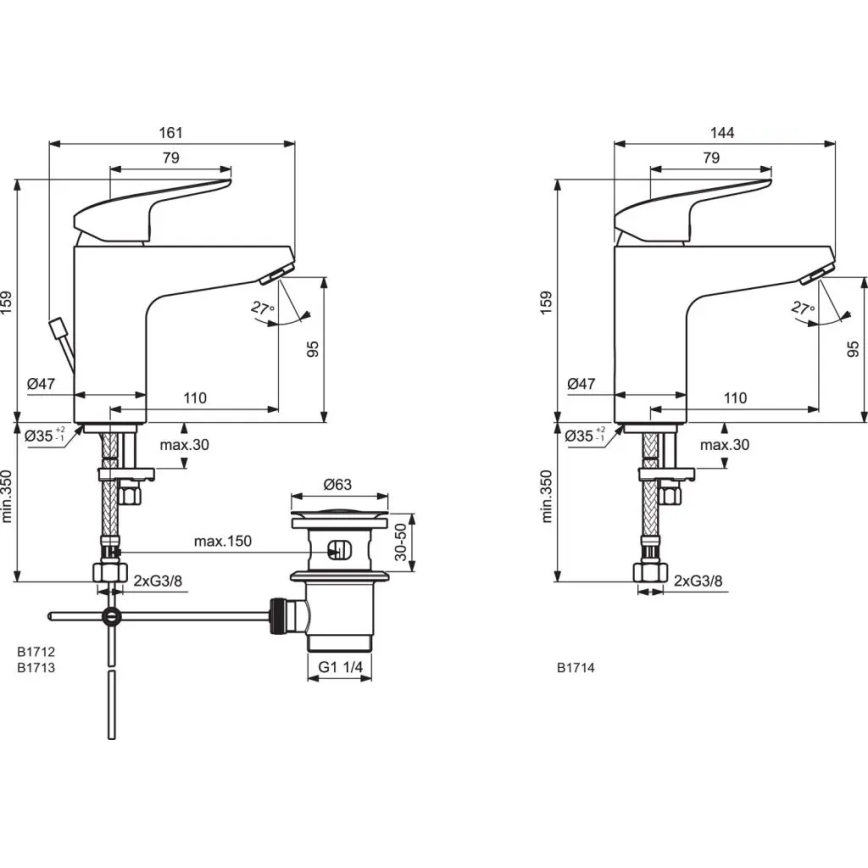 Ideal Standard B1714AA - CERAFLEX mosdócsaptelep 15,9 cm fényes króm