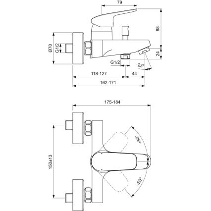 Ideal Standard B1721AA - CERAFLEX kádcsaptelep, fényes króm