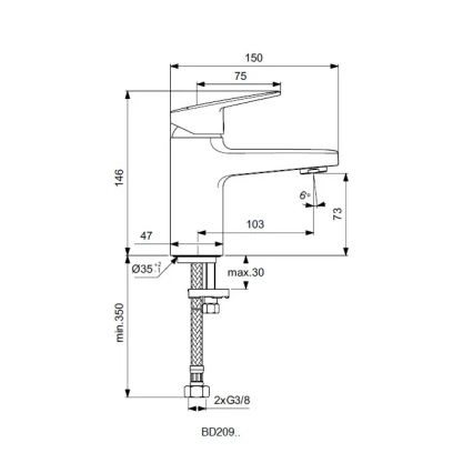 Ideal Standard BD209AA - CERAPLAN mosdócsaptelep, 14,6 cm, fényes króm