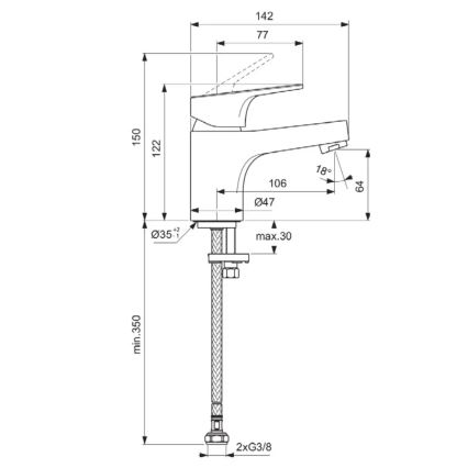 Ideal Standard BD391AA - CERABA mosdócsaptelep 12,2 cm fényes króm