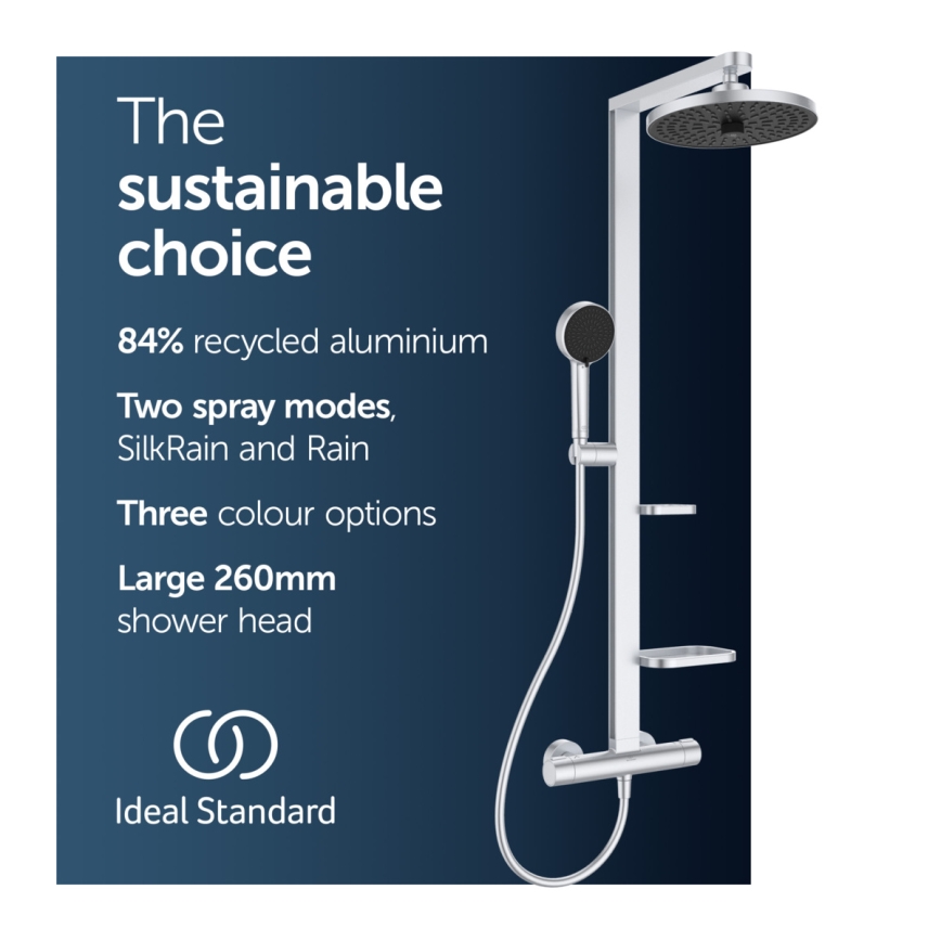 Ideal Standard BD583SI - Zuhanyszett CERATHERM ALU+ termosztátos csapteleppel, matt króm