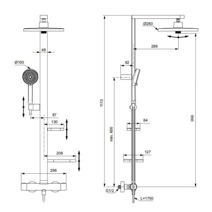 Ideal Standard BD583SI - Zuhanyszett CERATHERM ALU+ termosztátos csapteleppel, matt króm