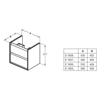 Ideal Standard E1606B2 - Mosdó alatti szekrény CONNECT AIR 53x40,9 cm fehér