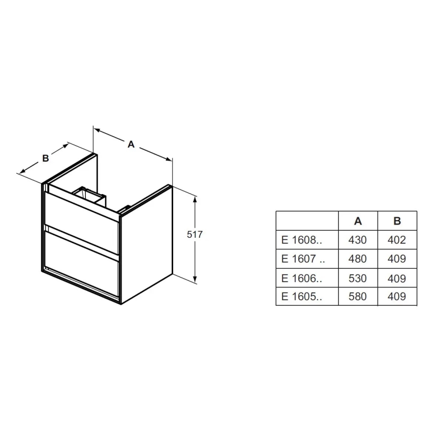 Ideal Standard E1606B2 - Mosdó alatti szekrény CONNECT AIR 53x40,9 cm fehér