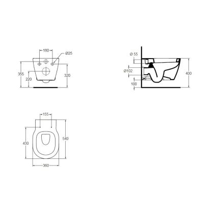 Ideal Standard E823201 - CONNECT függesztett WC, kerámia, fehér