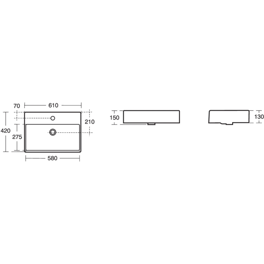 Ideal Standard K078101 - STRADA 60x42 cm pultba építhető kerámia mosdó, fehér