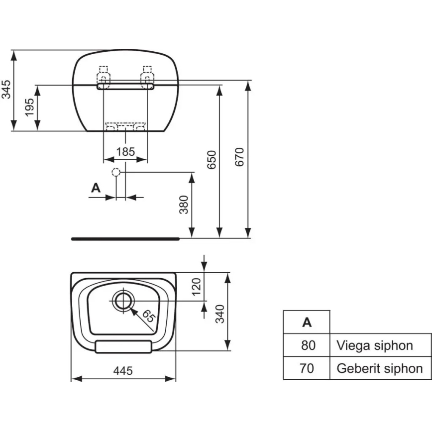 Ideal Standard R380601 - Falra szerelhető mosdó DOURO 44,5x34 cm kerámia/fehér
