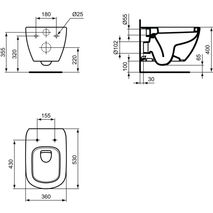 Ideal Standard T007801 - Függesztett WC TESI kerámia/fehér