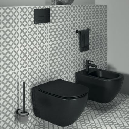 Ideal Standard T3546V3 - Falra szerelhető WC SoftClose ülőkével TESI kerámia/fekete
