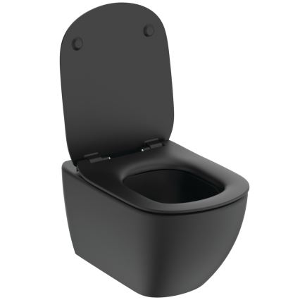 Ideal Standard T3546V3 - Falra szerelhető WC SoftClose ülőkével TESI kerámia/fekete