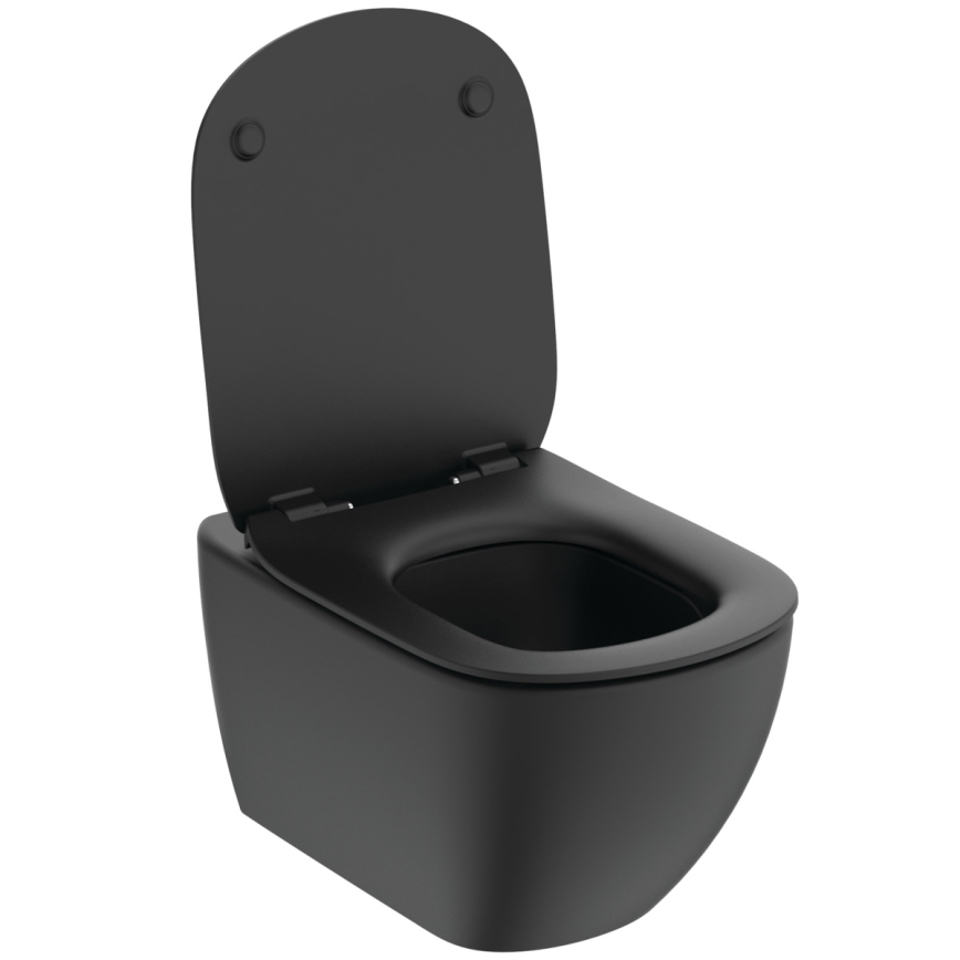 Ideal Standard T3546V3 - Falra szerelhető WC SoftClose ülőkével TESI kerámia/fekete