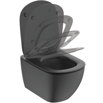Ideal Standard T3546V3 - Falra szerelhető WC SoftClose ülőkével TESI kerámia/fekete