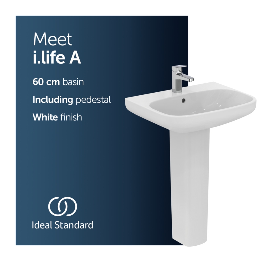 Ideal Standard T470501 - Függesztett mosdó I.LIFE A 60x48 cm kerámia/fehér