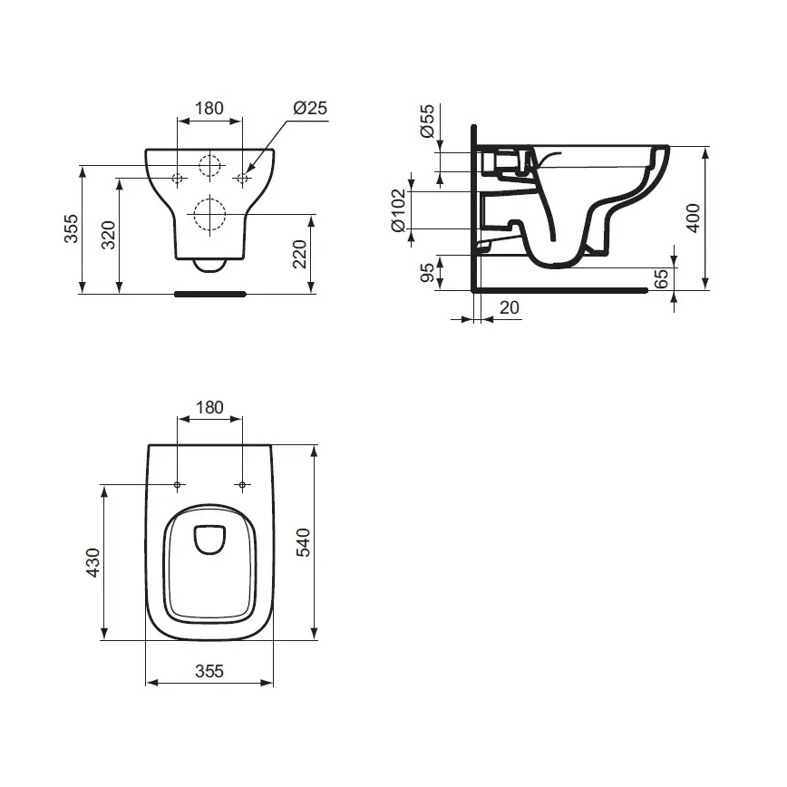 Ideal Standard T471701 - Függesztett WC perem nélküli I.LIFE A kerámia/fehér