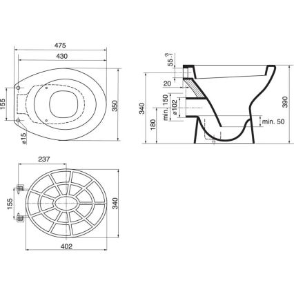 Ideal Standard VV612000 - Műanyag lefolyórács mosogatóhoz 34x40,2 cm, szürke