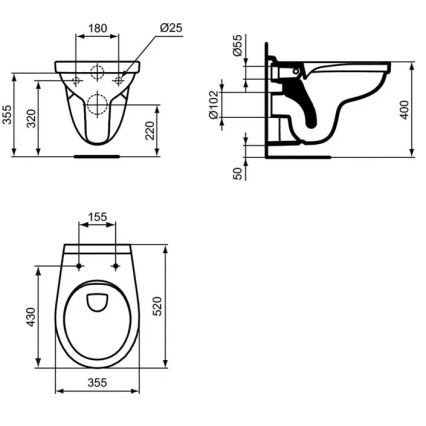 Ideal Standard W331301 - SIMPLICITY perem nélküli függesztett WC kerámia/fehér