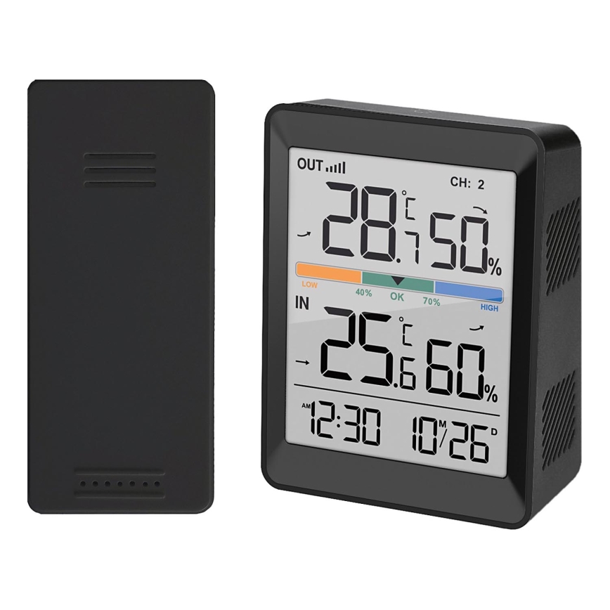 Időjárás-állomás ébresztőórával 2xAAA + 2xAAA fekete