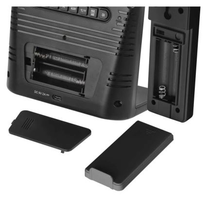 Időjárás-állomás vezeték nélküli töltéssel 5V 2xAA + 2xAAA fekete