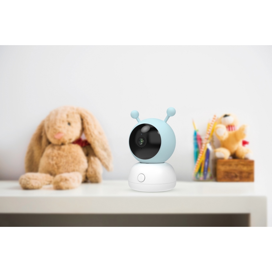 Okos babamonitor mozgásérzékelővel, 2K, 5V, Wi-Fi, Tuya, rózsaszín/kék