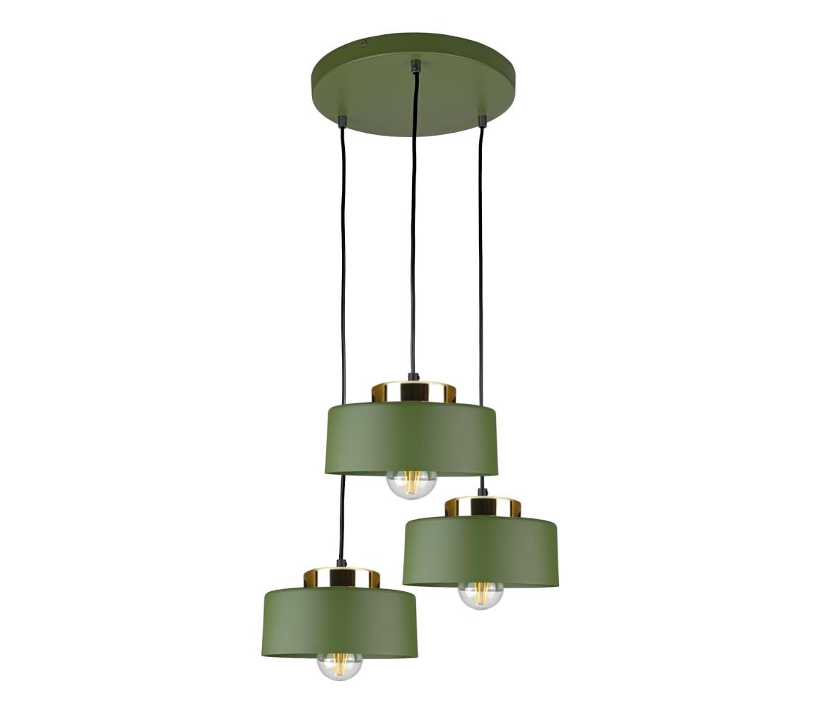 Keter Lighting IGNIA kábelen függő csillár 3xE27/60W/230V zöld/arany 3388