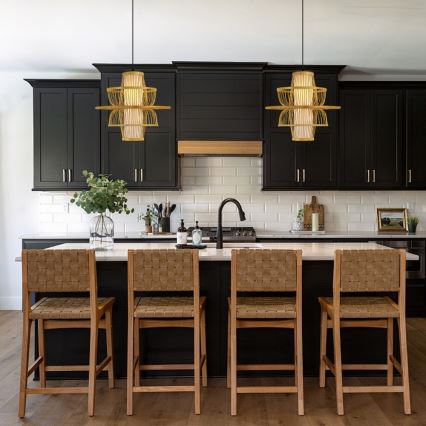 Csillár zsinóron PINCHOS 1xE27/40W/230V átm. 45 cm bambusz