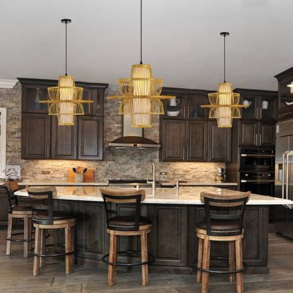 Csillár zsinóron PINCHOS 1xE27/40W/230V átm. 45 cm bambusz