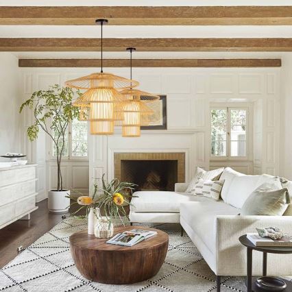 Csillár zsinóron PINCHOS 1xE27/40W/230V átm. 50 cm bambusz