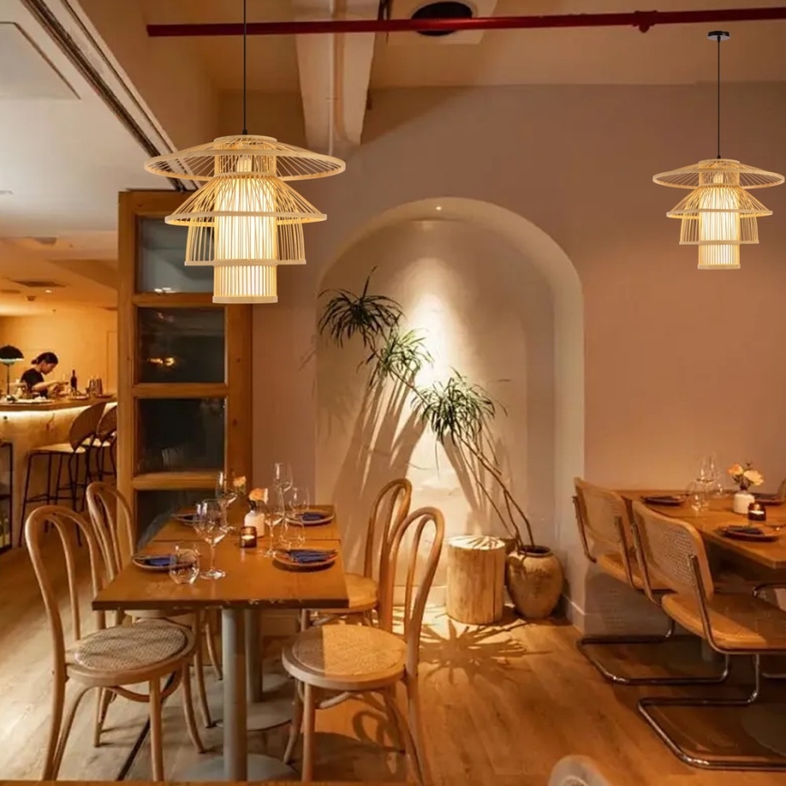 Csillár zsinóron PINCHOS 1xE27/40W/230V átm. 50 cm bambusz