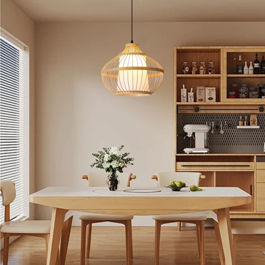 Csillár zsinóron PINCHOS 1xE27/40W/230V átm. 40 cm bambusz