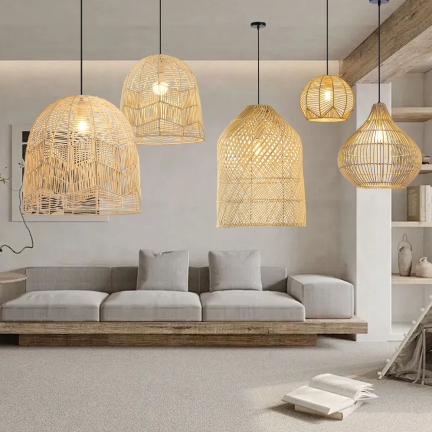 Csillár zsinóron PELO 1xE27/40W/230V átm. 40 cm rattan